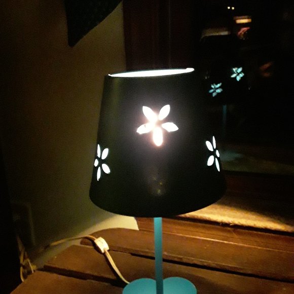 Vintage Steel Electric Lamp on Wooden Base - Blue - Picture 1 of 7